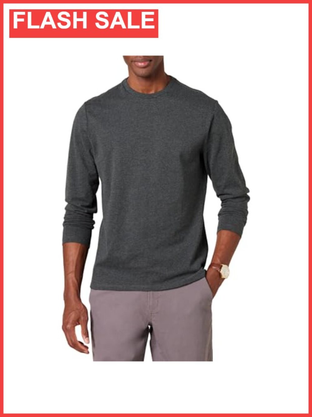 Men's Slim-Fit Long Sleeve Cotton Crew Neck T-Shirt